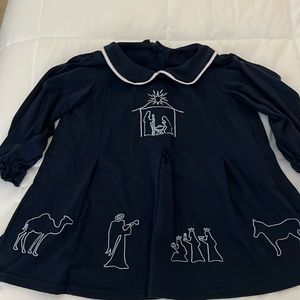 Navy and white nativity dress